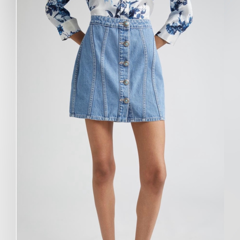 L’Agence Denim Button-Front Skirt